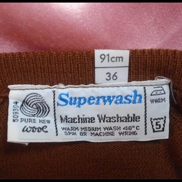 50s Vintage Style Brown Wool Cardigan Rockabilly Sweater - 70s - Picture 8 of 14